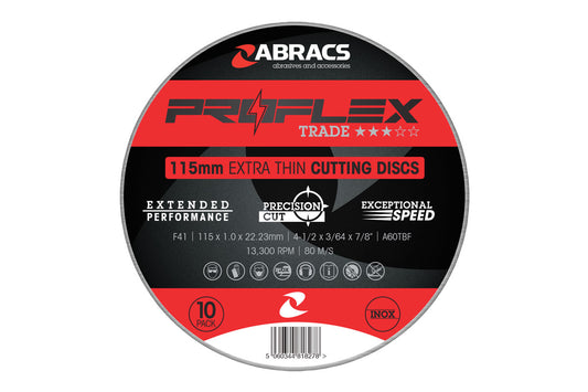 Abracs Extra Thin Flat Cutting Discs 115mm x 1.0mm 100pc - (Connect 32069)