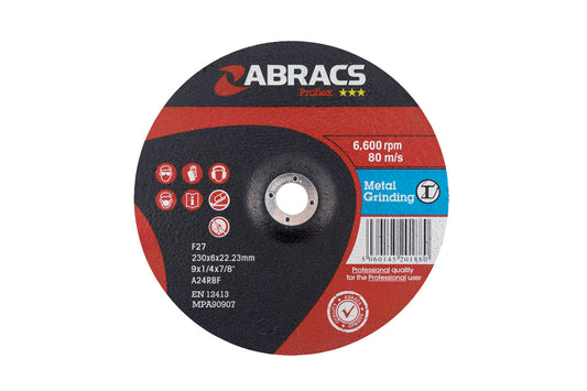 Abracs Metal Grinding Discs 230mm x 6.0mm 25pc - (Connect 32195)