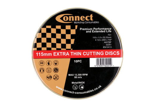 Extra Thin Cutting Discs 115mm x 1.0mm 100pc - (Connect 32252)