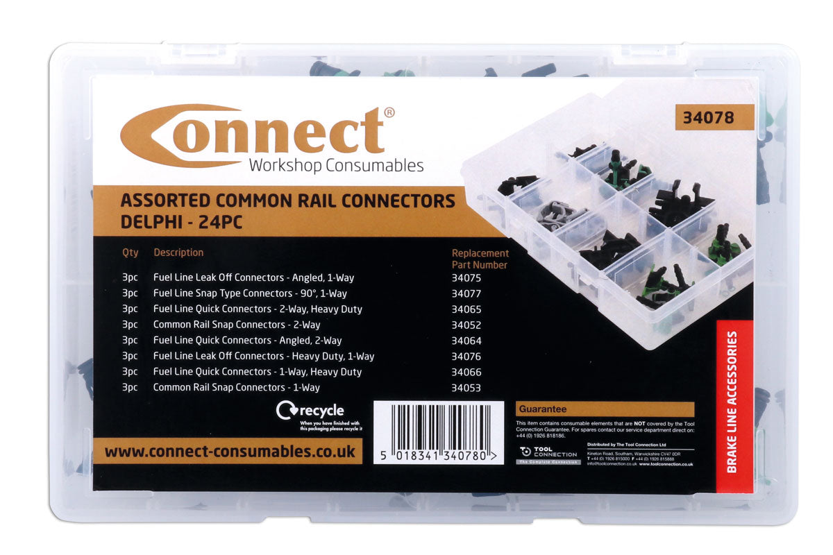 Assorted Popular Common Rail Leak off Connectors - Delphi 24pc - (Connect 34078)