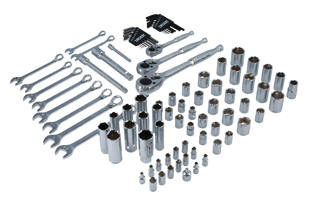 Socket and Spanner Set AF/Metric 1/4"D, 3/8"D, 1/2"D 89pc - (Laser 3500)