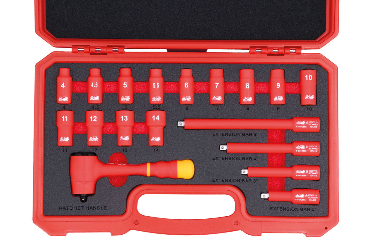 Insulated Socket Set 1/4"D 18pc - (Laser 6145)