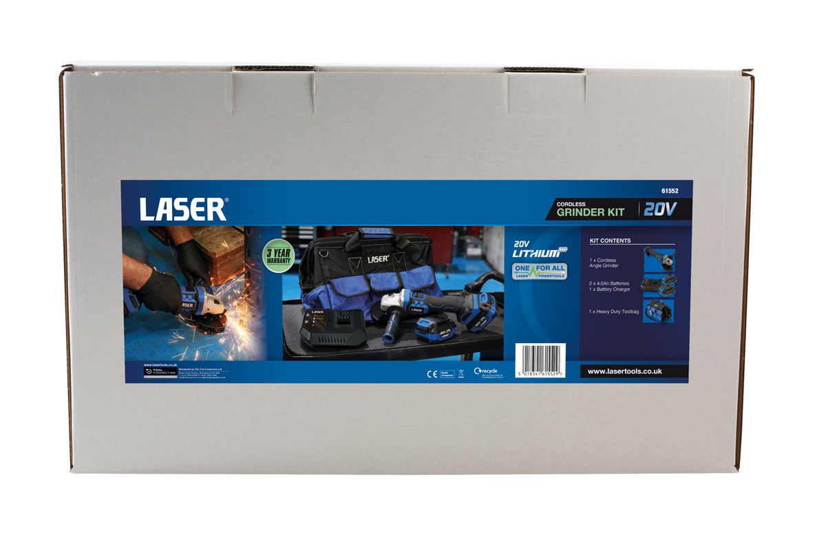 Cordless Angle Grinder 20V Kit (Euro) - (Laser 61552)