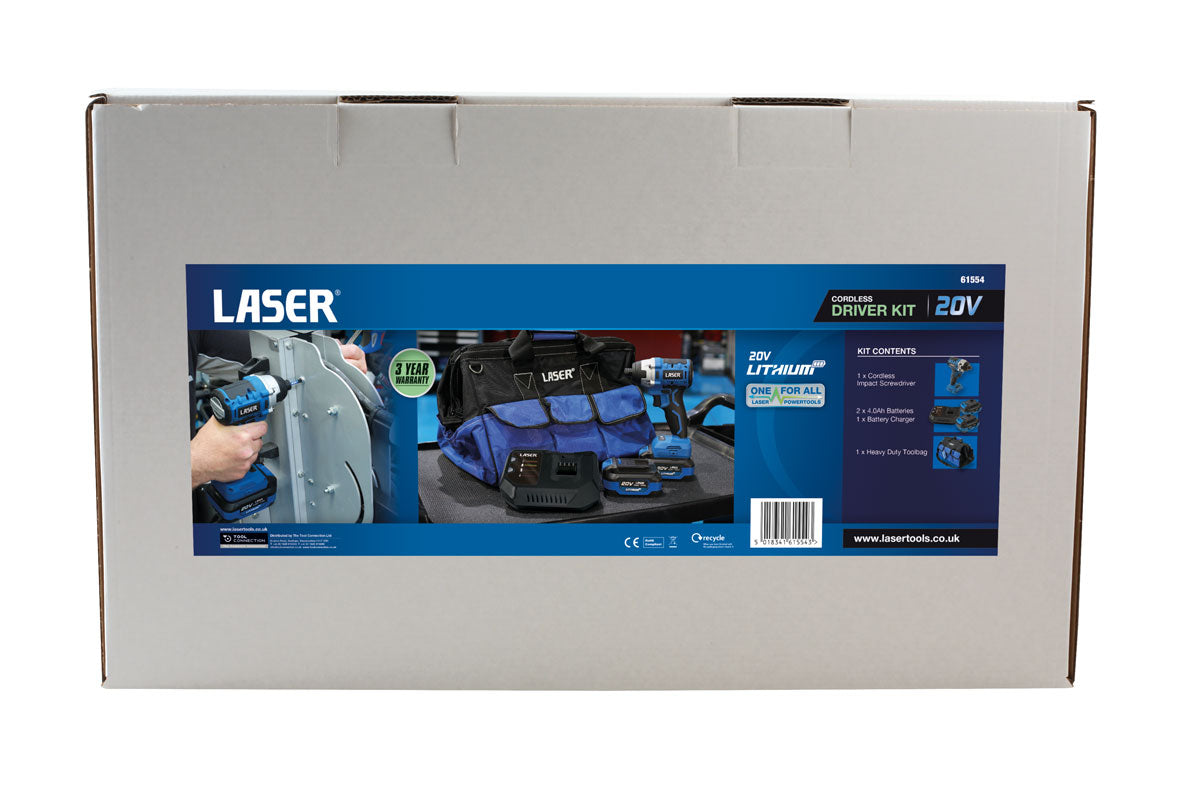 Cordless Impact Screwdriver 20V Kit (Euro) - (Laser 61554)