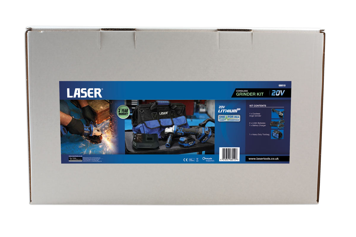 Cordless Angle Grinder 20V Kit - (Laser 68010)