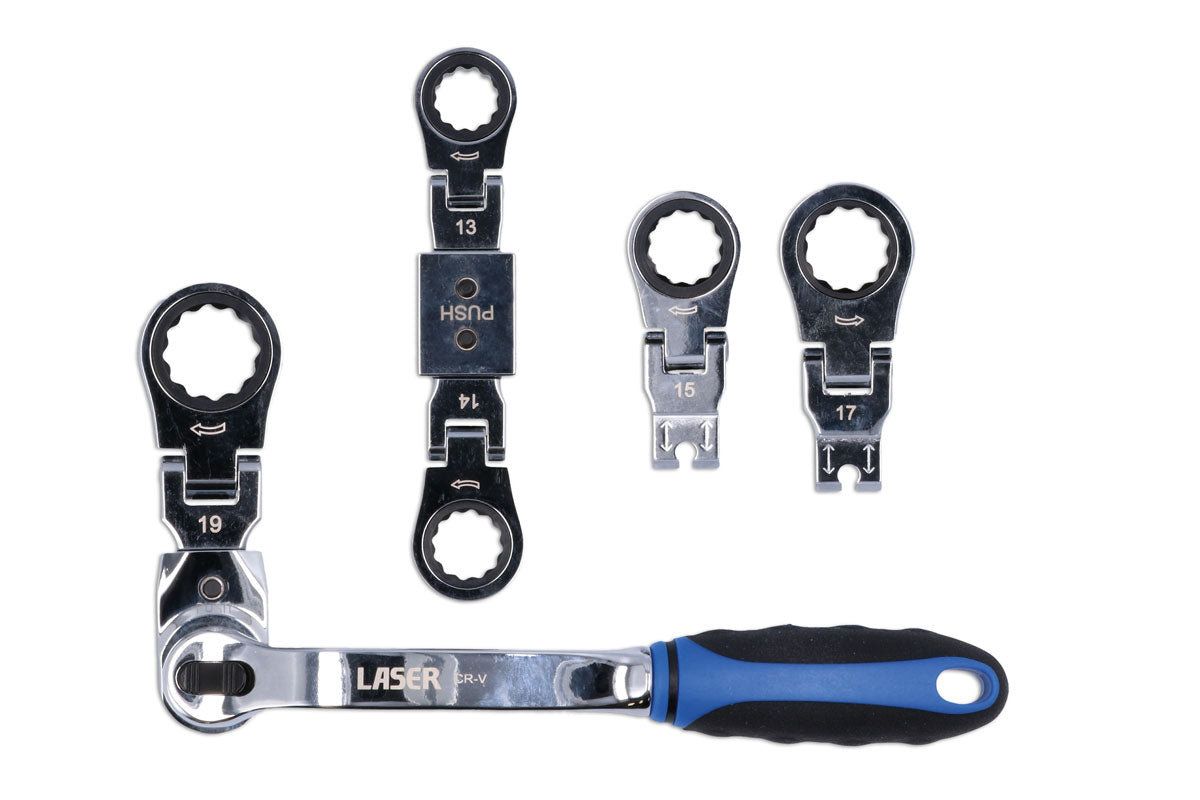 Multi Head Ratchet Ring Spanner Set - (Laser 7863)