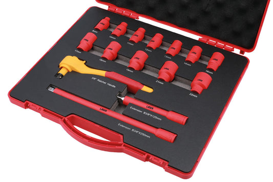 VDE Insulated Socket Set 3/8"D 15pc - (Laser 8891)