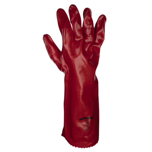 Red PVC Gauntlets 450mm - Pack of 12 Pairs