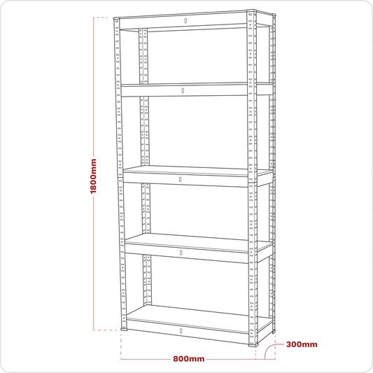 Racking Unit with 5 Shelves 150kg Capacity Per Level
