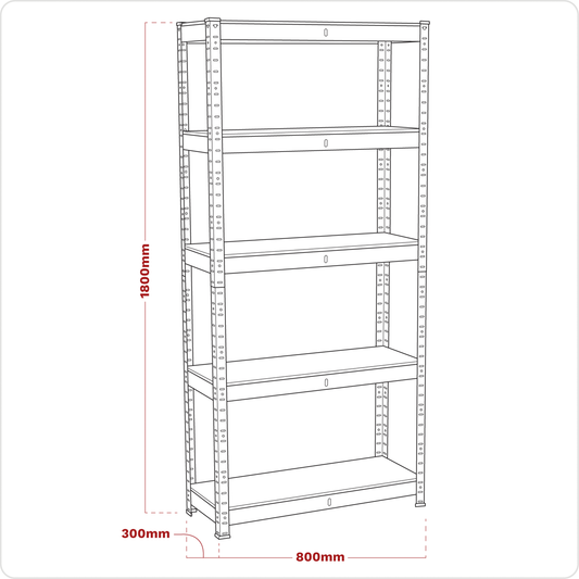Racking Unit 5 Shelf 150kg Capacity Per Level