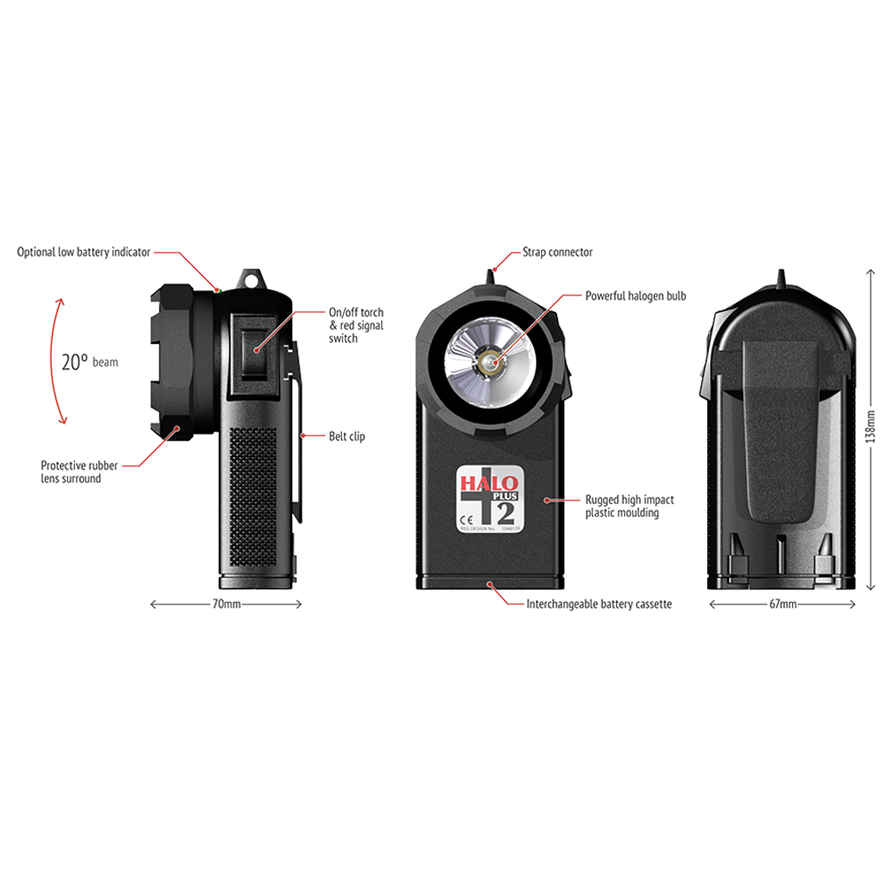 Halo Plus2 Personal Signalling Lamp (Network Rail Approved) - with Red, Amber & Green LEDs (HP-11R3RT)