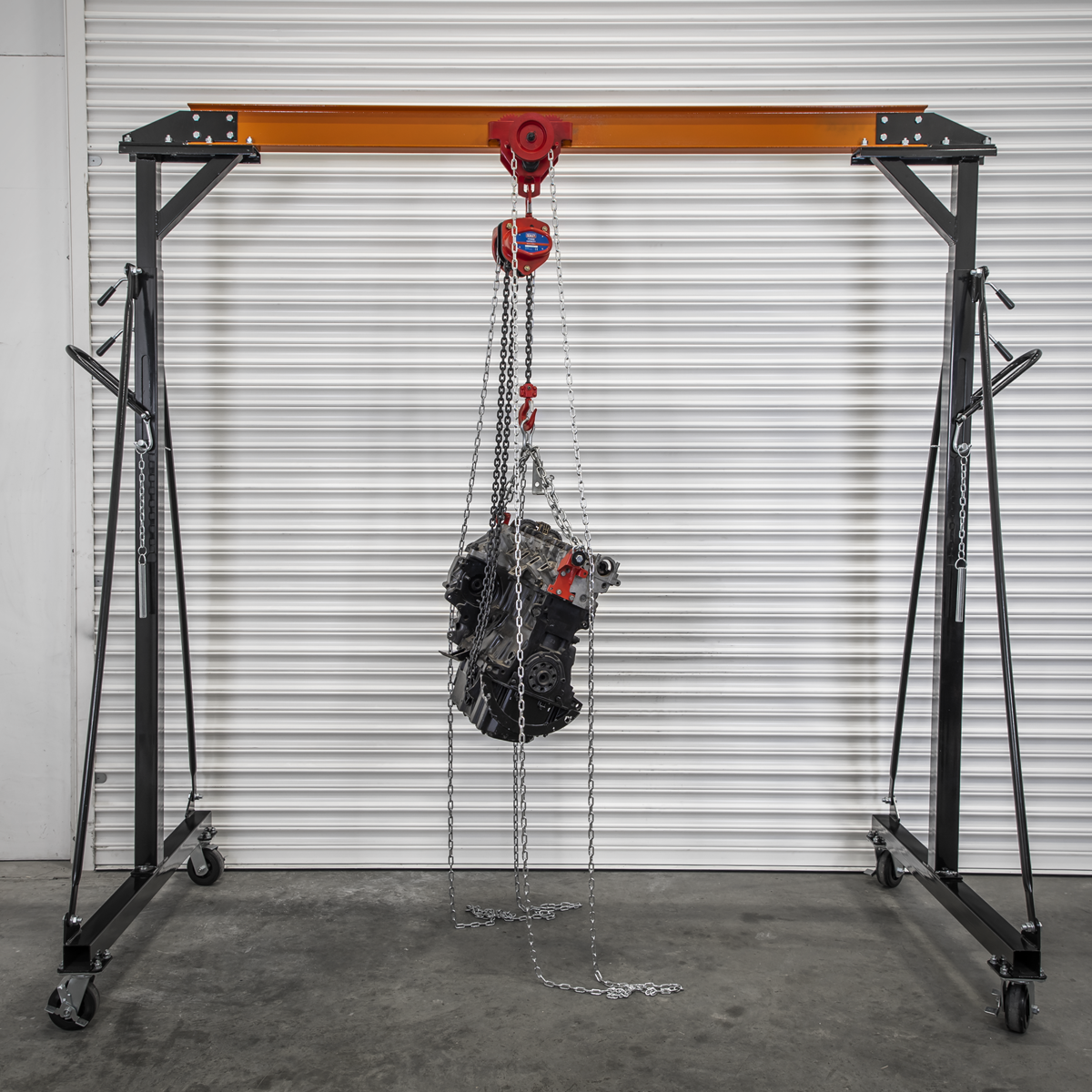 Portable Gantry Crane Adjustable 1 Tonne with Geared Trolley Combo