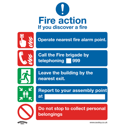 Safe Conditions Safety Sign - Fire Action Without Lift - Self-Adhesive Vinyl