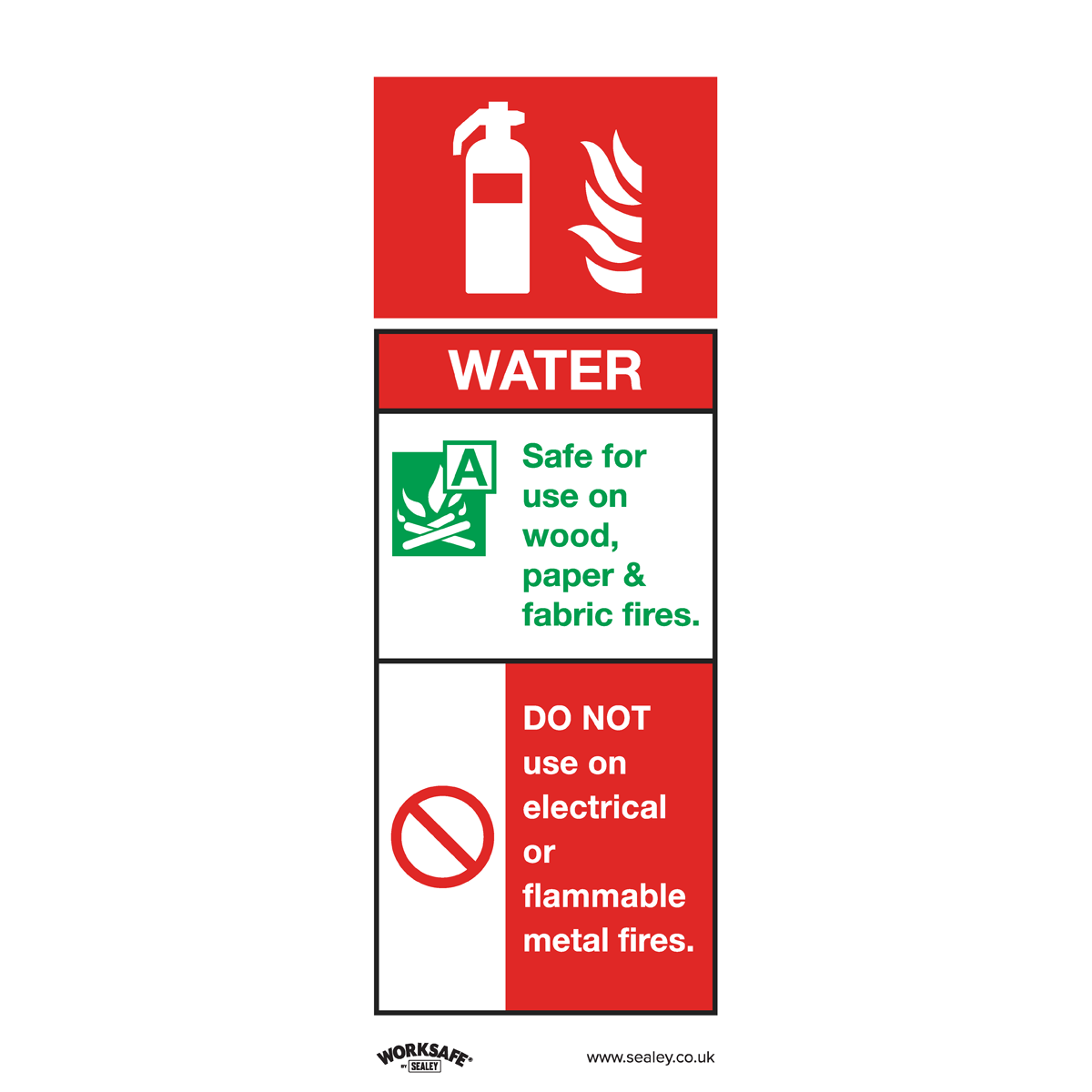 Safe Conditions Safety Sign - Water Fire Extinguisher - Self-Adhesive Vinyl