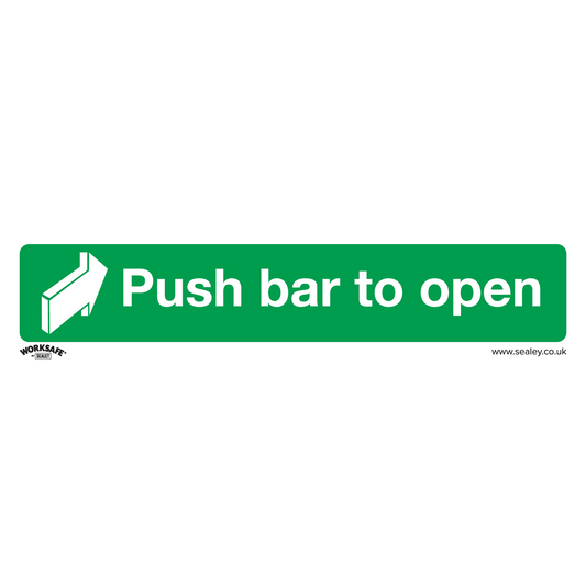 Safe Conditions Safety Sign - Push Bar To Open - Self-Adhesive Vinyl