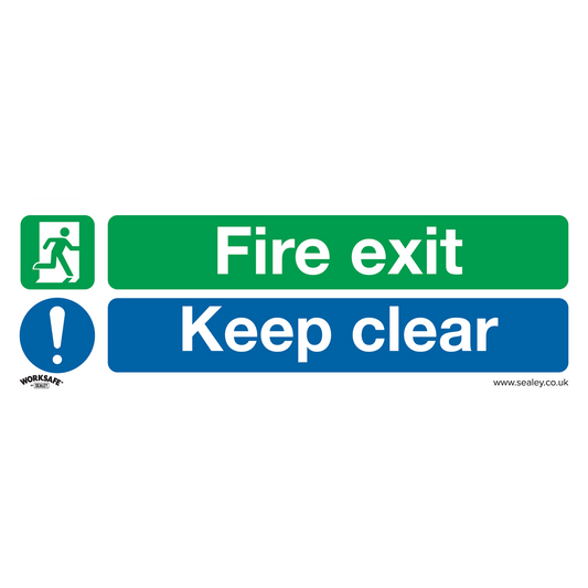 Safe Conditions Safety Sign - Fire Exit Keep Clear (Large) - Rigid Plastic
