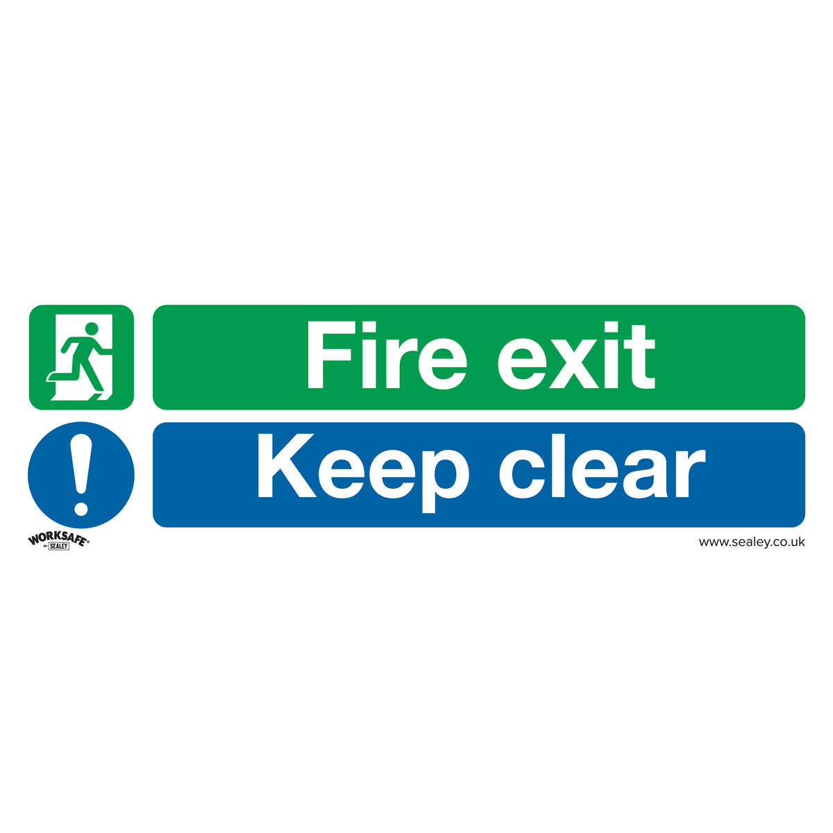 Safe Conditions Safety Sign - Fire Exit Keep Clear (Large) - Rigid Plastic