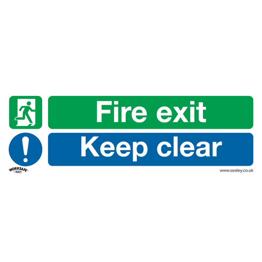 Safe Conditions Safety Sign - Fire Exit Keep Clear (Large) - Self-Adhesive Vinyl