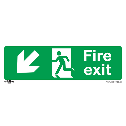 Safe Conditions Safety Sign - Fire Exit (Down Left) - Rigid Plastic