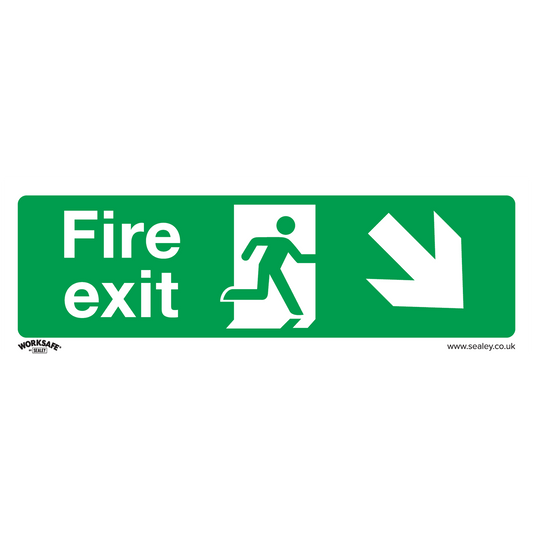Safe Conditions Safety Sign - Fire Exit (Down Right) - Rigid Plastic