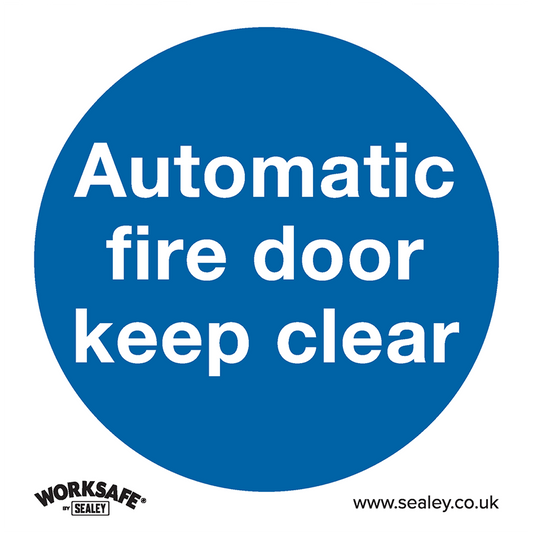 Mandatory Safety Sign - Automatic Fire Door Keep Clear - Self-Adhesive Vinyl