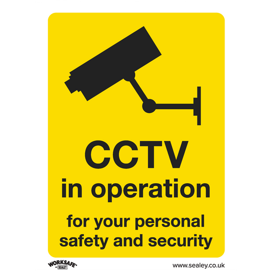 Warning Safety Sign - CCTV - Rigid Plastic