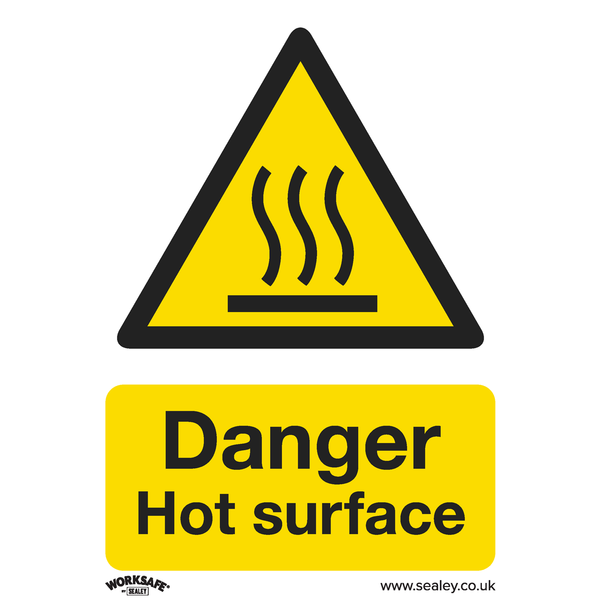 Warning Safety Sign - Danger Hot Surface - Rigid Plastic