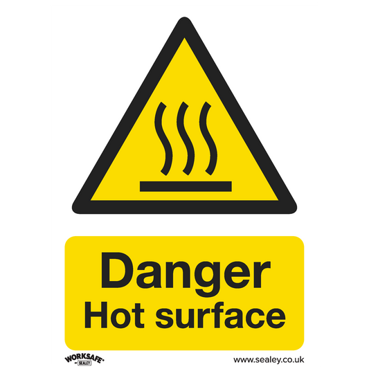Warning Safety Sign - Danger Hot Surface - Self-Adhesive Vinyl