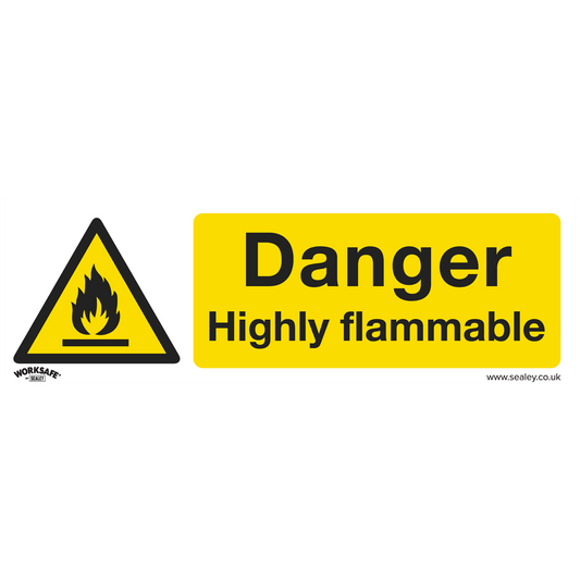 Warning Safety Sign - Danger Highly Flammable - Rigid Plastic