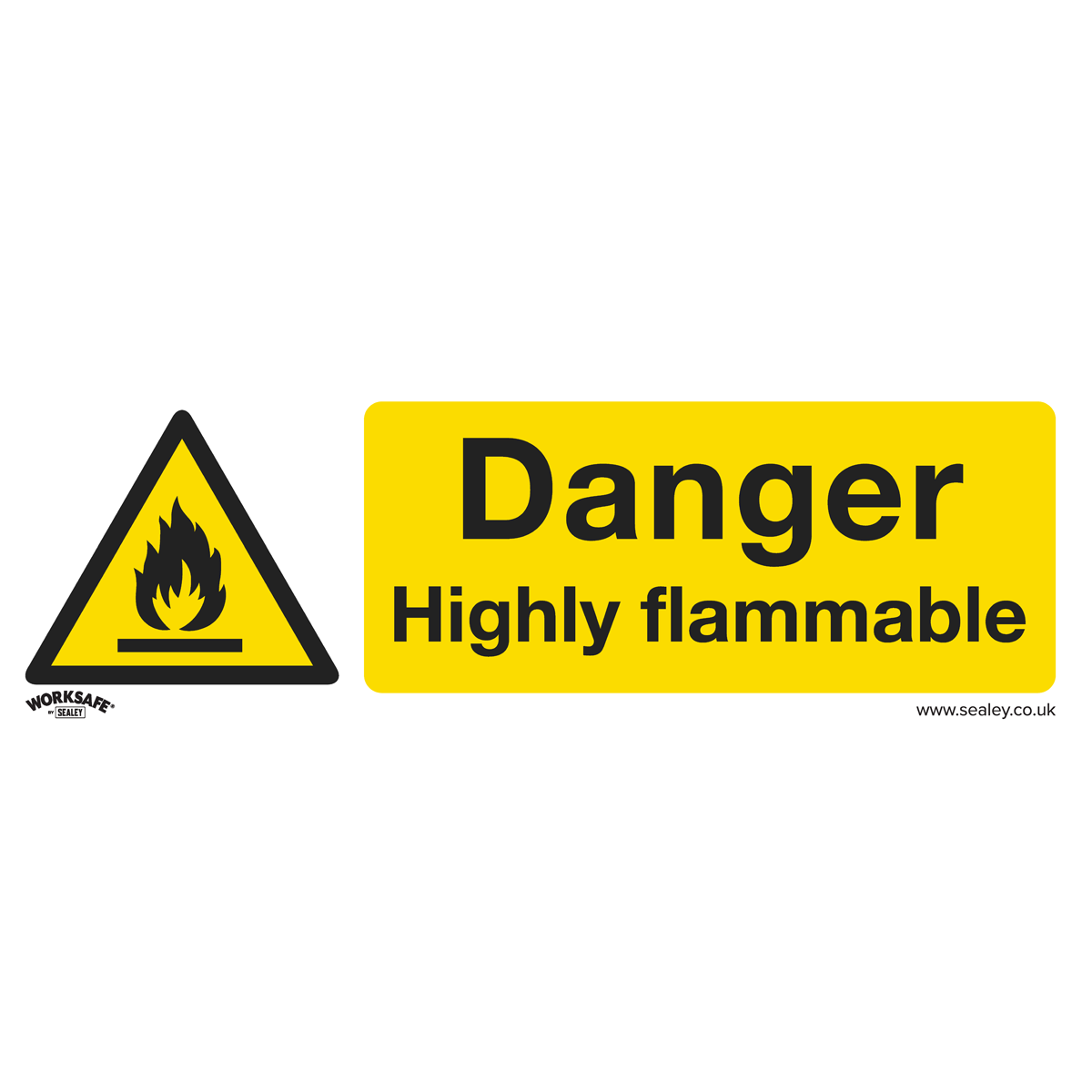Warning Safety Sign - Danger Highly Flammable - Self-Adhesive Vinyl