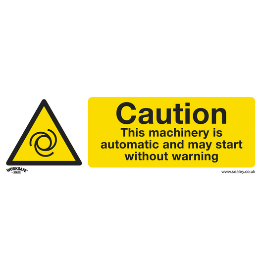 Warning Safety Sign - Caution Automatic Machinery - Self-Adhesive Vinyl