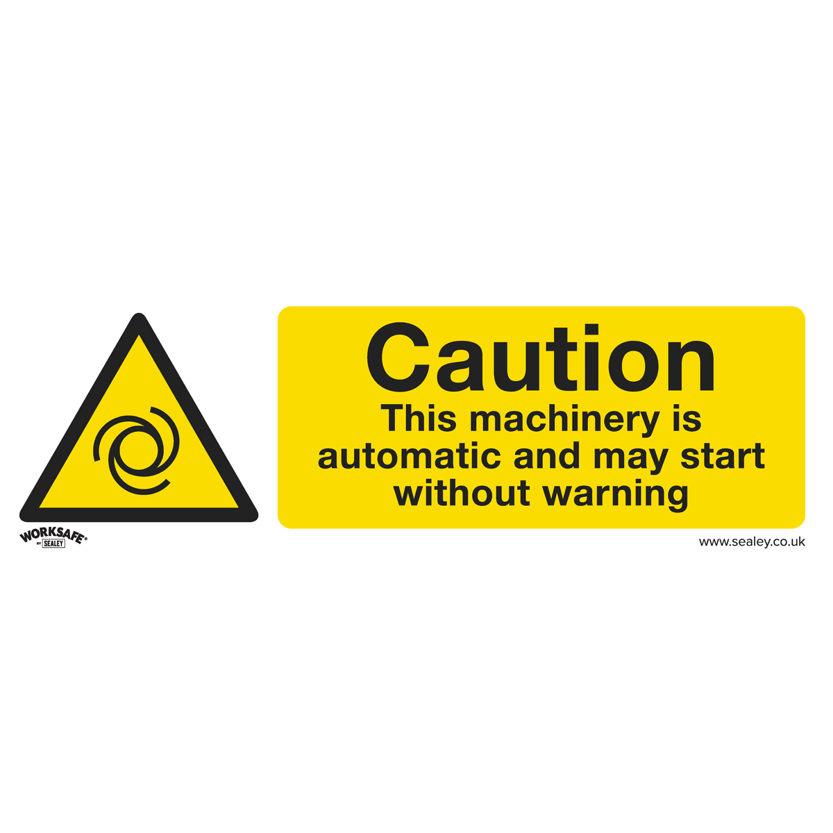 Warning Safety Sign - Caution Automatic Machinery - Self-Adhesive Vinyl