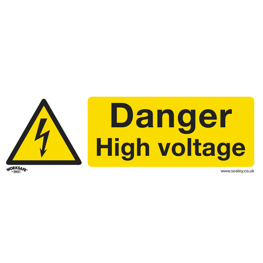 Warning Safety Sign - Danger High Voltage - Rigid Plastic