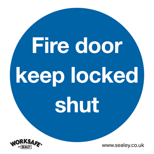 Mandatory Safety Sign - Fire Door Keep Locked Shut - Self-Adhesive Vinyl