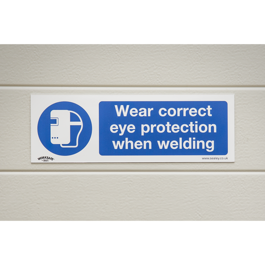 Mandatory Safety Sign - Wear Eye Protection When Welding - Self-Adhesive Vinyl