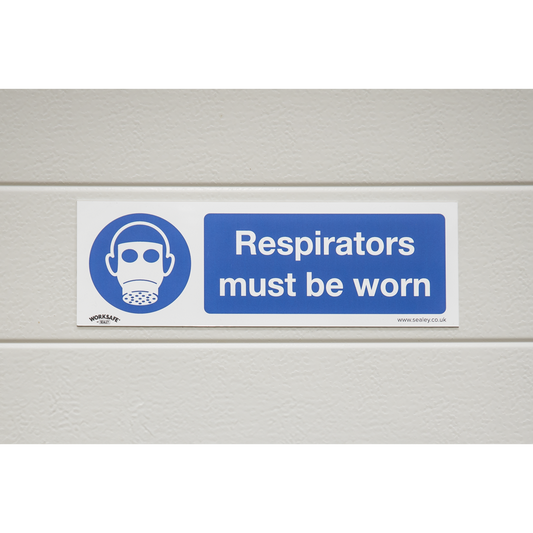 Mandatory Safety Sign - Respirators Must Be Worn - Self-Adhesive Vinyl