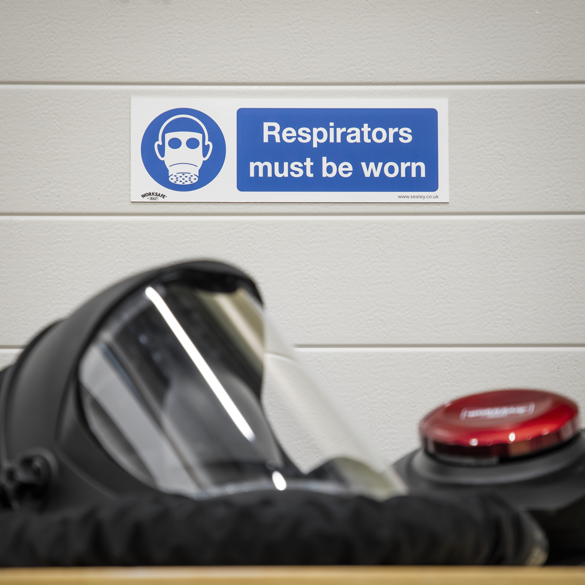 Mandatory Safety Sign - Respirators Must Be Worn - Self-Adhesive Vinyl