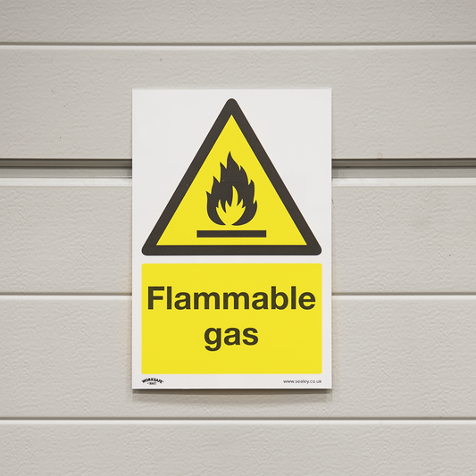 Warning Safety Sign - Flammable Gas - Rigid Plastic