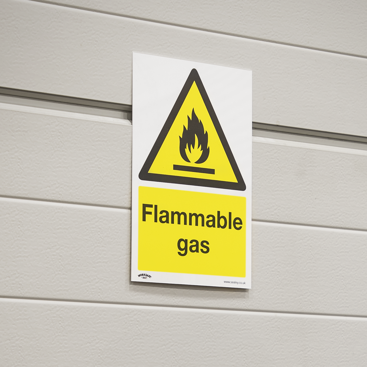 Warning Safety Sign - Flammable Gas - Self-Adhesive Vinyl