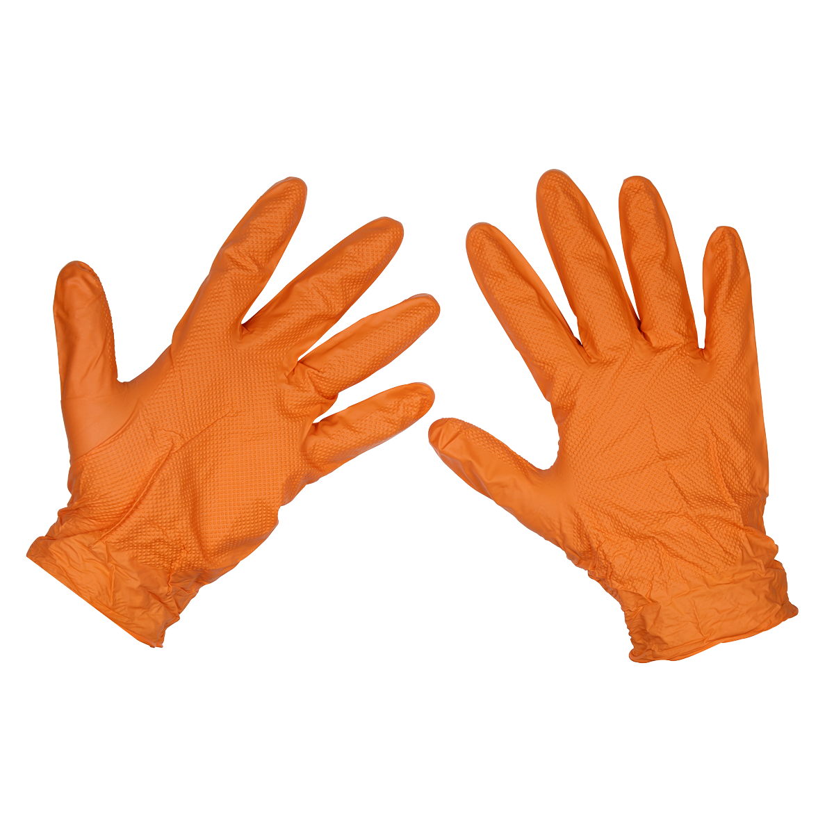 Orange Diamond Grip Extra-Thick Nitrile Powder- Free Gloves - Pack of 50