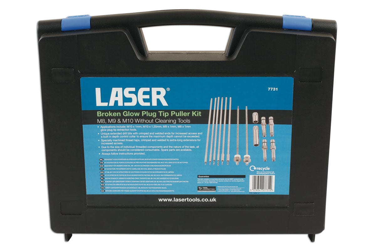 Laser Broken Glow Plug Tip Puller Master Kit M8, M9 & M10 - (Laser 7731)