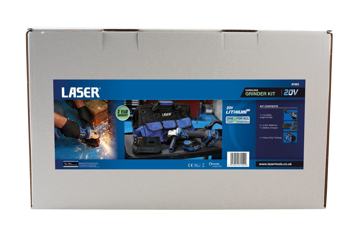 Laser Cordless Angle Grinder 20V Kit (Euro) - (Laser 61552)