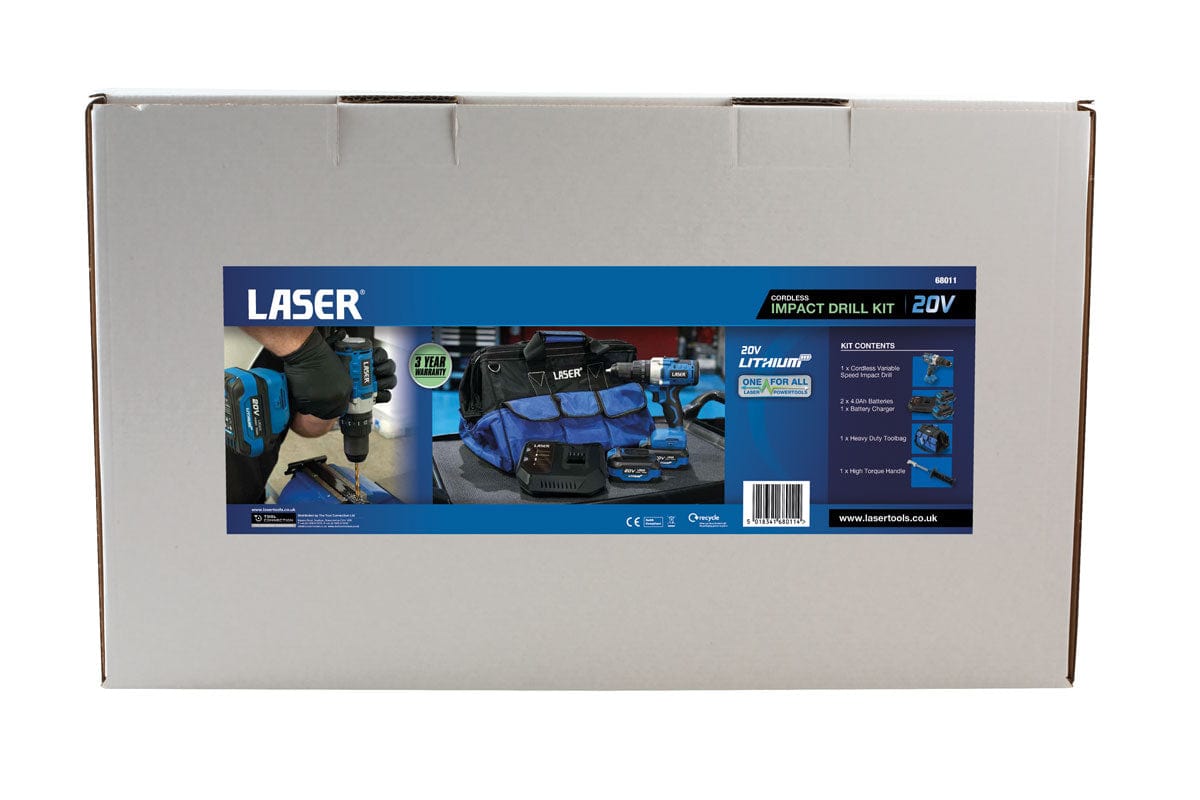 Laser Cordless Variable Speed Impact Drill 20V Kit - (Laser 68011)