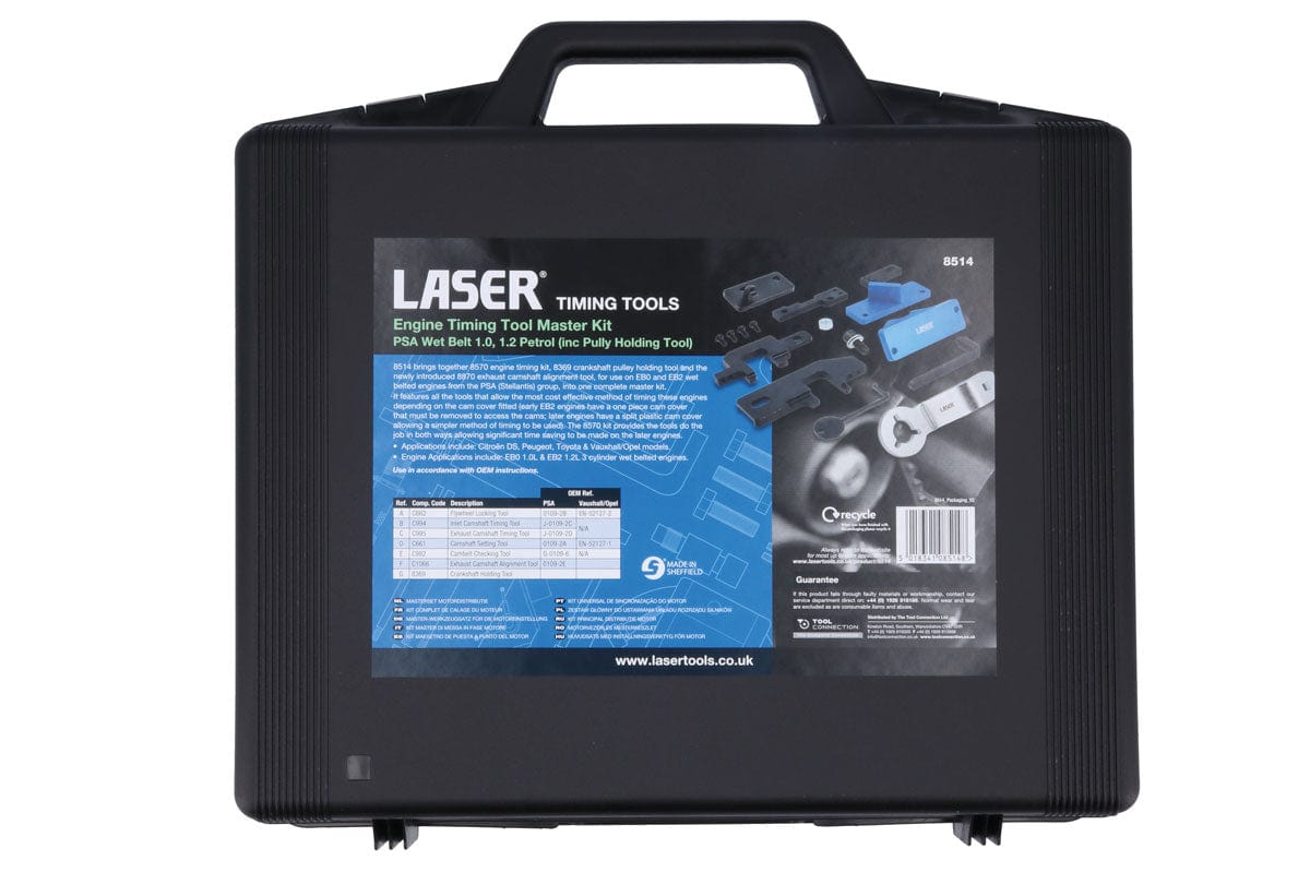 Laser Engine Timing Master Kit (inc Pulley Holding Tool) – for PSA Wet Belt 1.0, 1.2 Petrol - (Laser 8514)