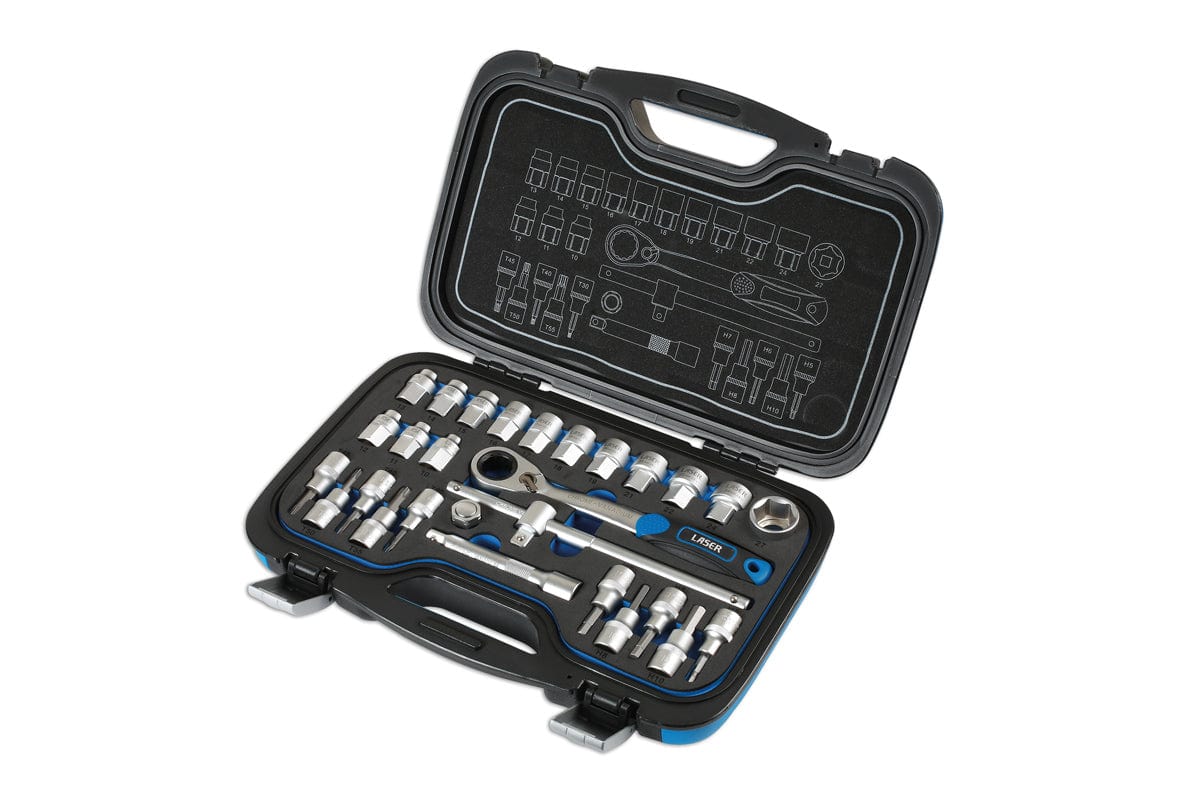 Laser Go Thru Socket Set 1/2"D 28pc - (Laser 7054)