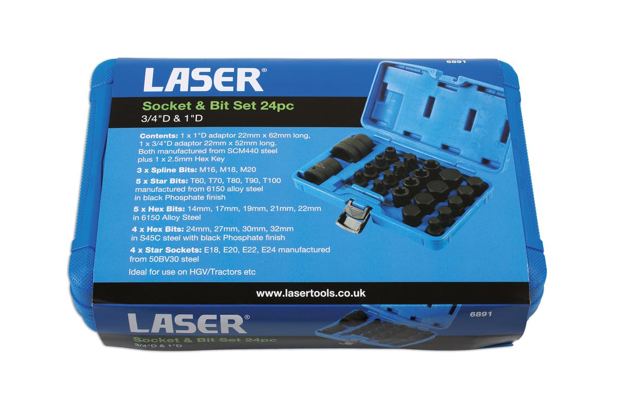 Laser Impact Bit & Socket Set 3/4"D, 1"D 24pc - (Laser 6891)