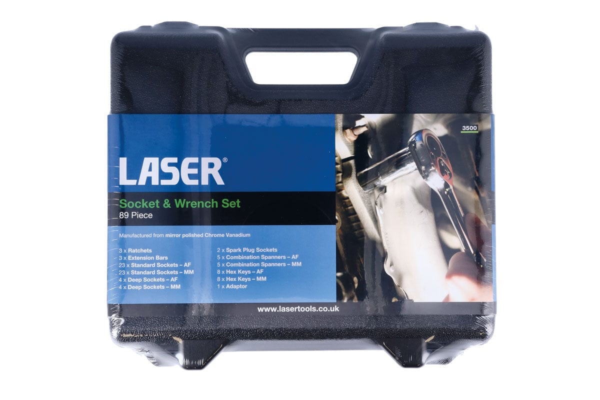 Laser Socket and Spanner Set AF/Metric 1/4"D, 3/8"D, 1/2"D 89pc - (Laser 3500)