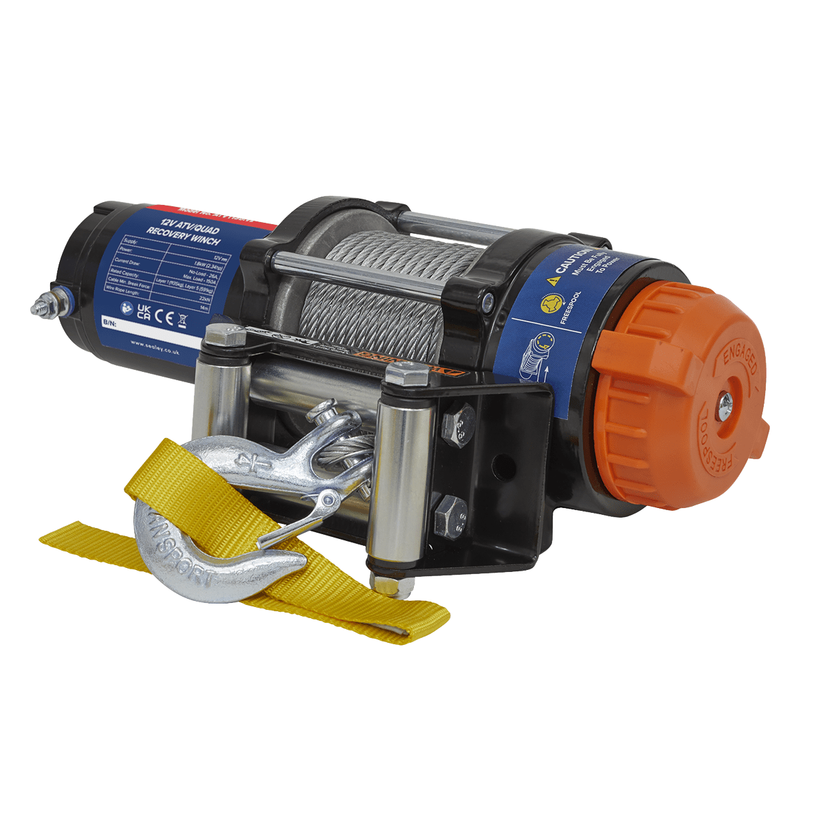 Sealey ATV/Quad Recovery Winch 1135kg (2500lb) Line Pull 12V