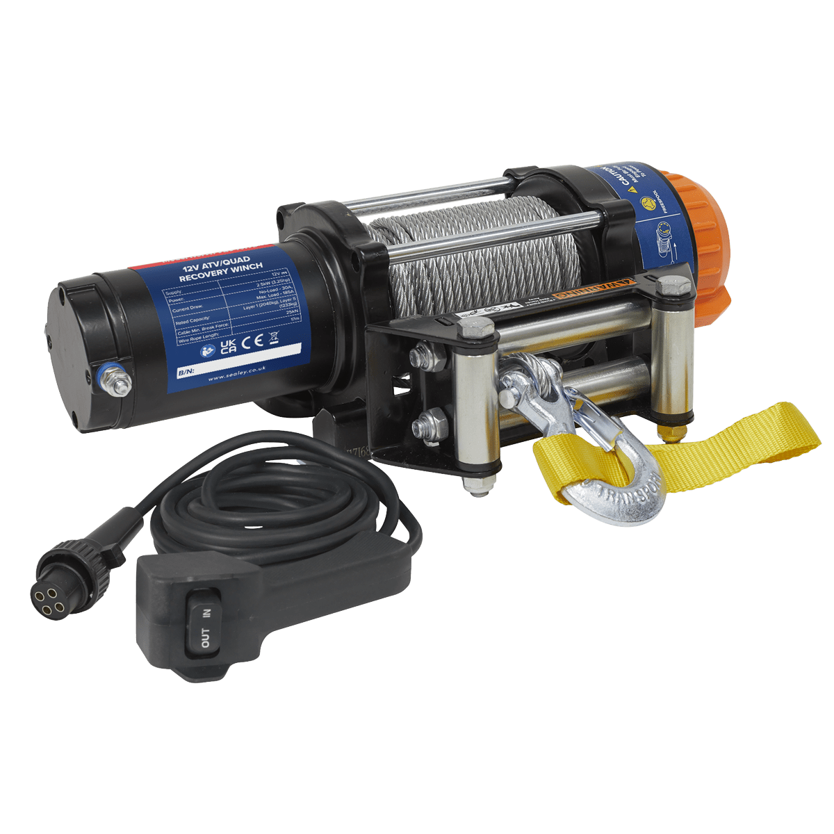 Sealey ATV/Quad Recovery Winch 2040kg (4500lb) Line Pull 12V