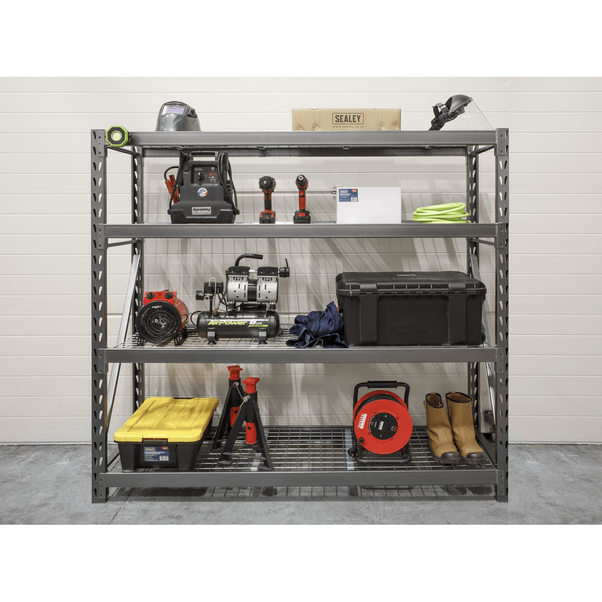 Sealey Heavy-Duty Racking Unit with 4 Mesh Shelves 640kg Capacity Per Level 1956mm